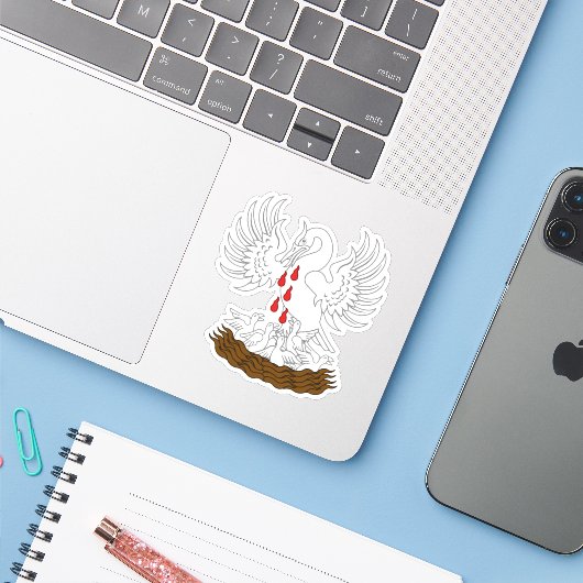 SCA Orde van de Pelican Custom-Cut Vinyl Sticker (Laptop met iPhone)