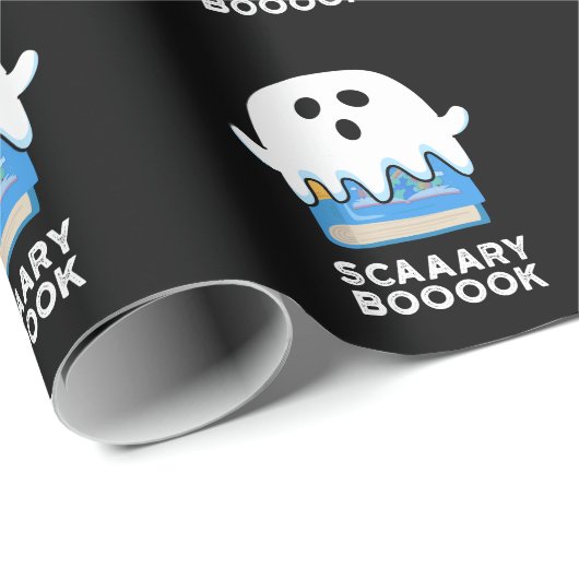 Scaaaary Booook Funny Ghost Book Pun Dark BG Cadeaupapier (Rol Hoek)
