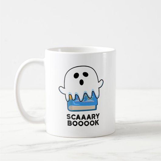 Scaaaary Booook Funny Ghost Book Pun Koffiemok (Links)