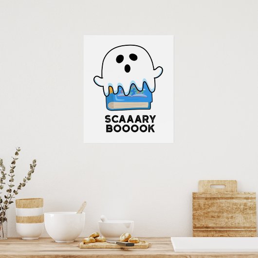 Scaaaary Booook Funny Ghost Book Pun Poster (Keuken)
