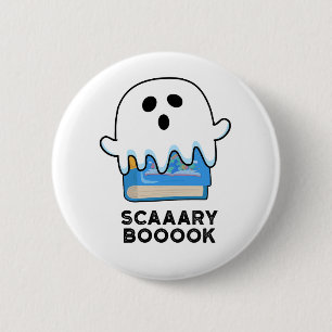 Scaaaary Booook Funny Ghost Book Pun Ronde Button 5,7 Cm