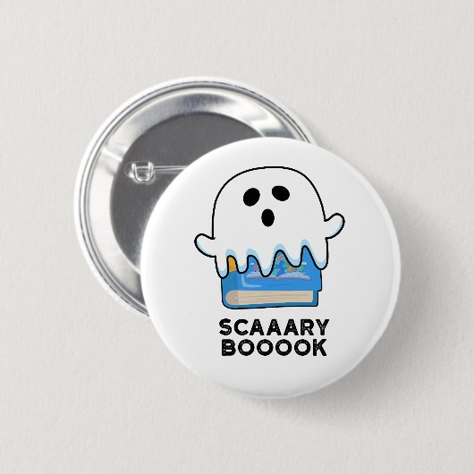 Scaaaary Booook Funny Ghost Book Pun Ronde Button 5,7 Cm (Voorkant /achterkant)