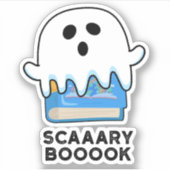 Scaaaary Booook Funny Ghost Book Pun Sticker (Voorkant)