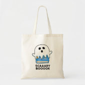 Scaaaary Booook Funny Ghost Book Pun Tote Bag (Voorkant)
