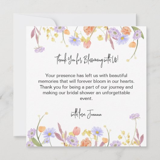 Scabiosa Wildflower Vrijgezellenfeest bedankje (Achterkant)