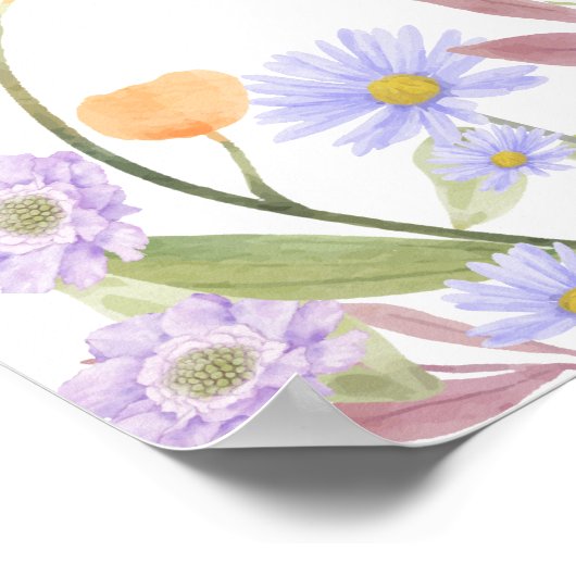 Scabiosa Wildflower Vrijgezellenfeest Dank u Poster (Hoek)