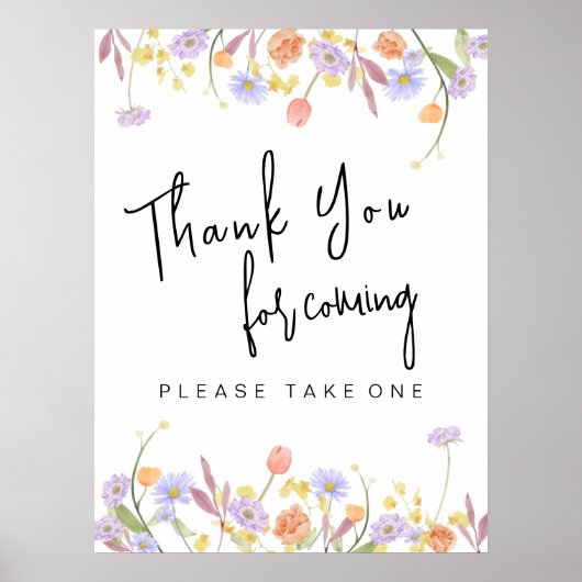 Scabiosa Wildflower Vrijgezellenfeest Dank u Poster (Voorkant)