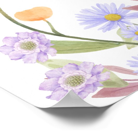 Scabiosa Wildflower Vrijgezellenfeest Flower Bar Poster (Hoek)