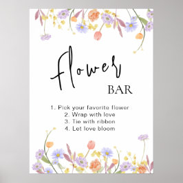 Scabiosa Wildflower Vrijgezellenfeest Flower Bar Poster