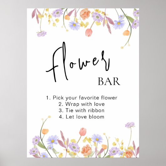 Scabiosa Wildflower Vrijgezellenfeest Flower Bar Poster (Voorkant)