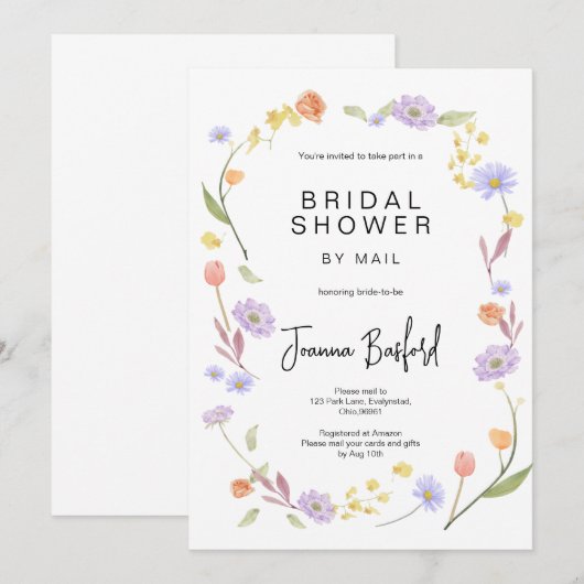 Scabiosa Wildflower Vrijgezellenfeest per post Kaart (Voorkant / Achterkant)