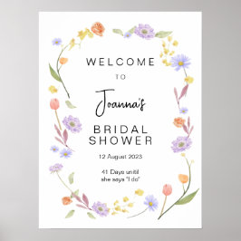 Scabiosa Wildflower Vrijgezellenfeest Welkom Poster