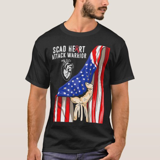 SCAD Heart Attack Survivor Art US Warrior Awarenes T-shirt (Voorkant)