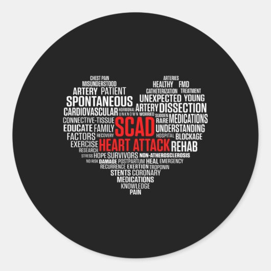 Scad Heart Attack Survivor Patiënt Warrior Awarene Ronde Sticker (Voorkant)