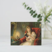 Scade jonge vrouw die een boek leest,  vakantie briefkaart (Staand voorkant)