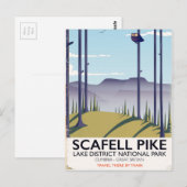 Scafell Pike, Cumbria, Oude reisposter Briefkaart (Voorkant / Achterkant)