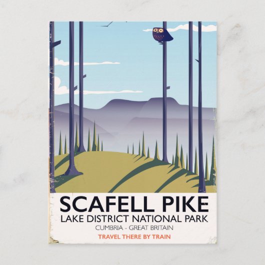 Scafell Pike, Cumbria, Oude reisposter Briefkaart (Voorkant)