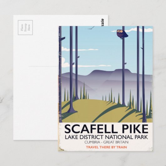 Scafell Pike, Cumbria, Vintage-poster Briefkaart (Voorkant / Achterkant)