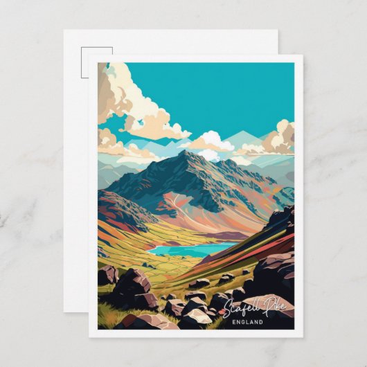 Scafell Pike Engeland Reizen illustratie Briefkaart (Voorkant / Achterkant)