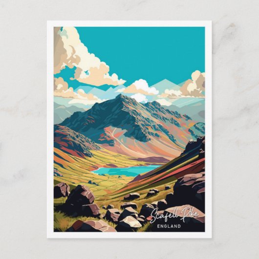 Scafell Pike Engeland Reizen  illustratie Briefkaart (Voorkant)