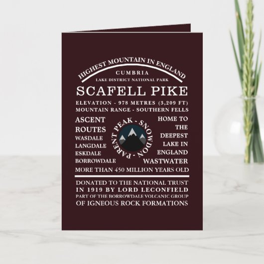 Scafell Pike, Mountain Expedition Information Kaart (Voorkant)