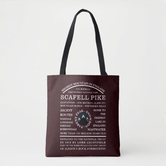 Scafell Pike, Mountain Expedition Information Tote Bag (Voorkant)