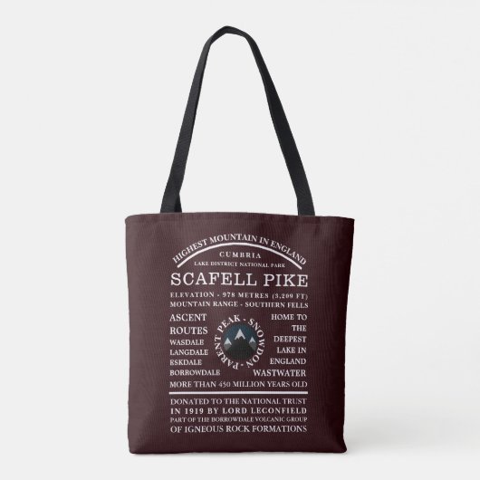 Scafell Pike, Mountain Expedition Information Tote Bag (Achterkant)
