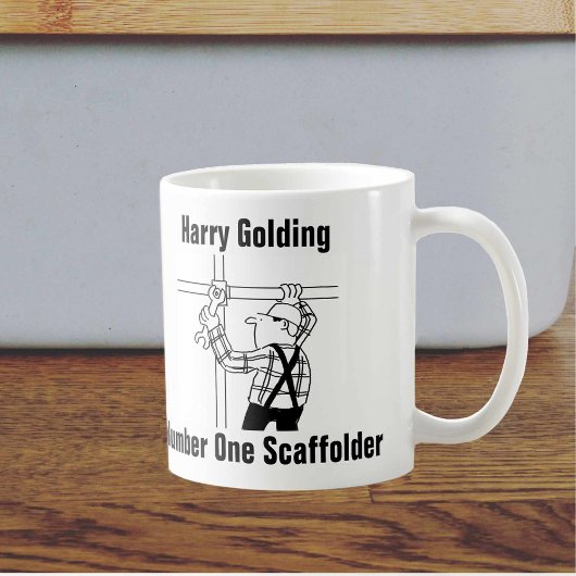 Scaffolder Cartoon Mok om Naam Toe te Voegen