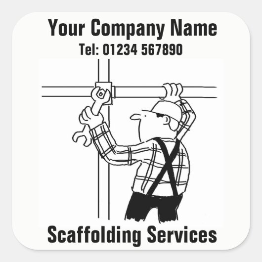 Scaffolder die de Diensten van het Scaffolling aan Vierkante Sticker (Voorkant)