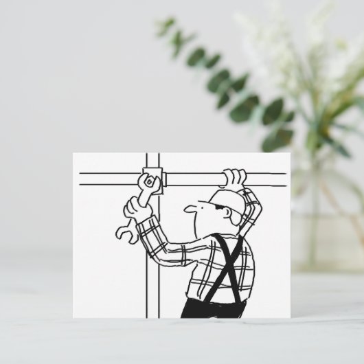 Scaffolder en Scaffolding Cartoon Briefkaart (Staand voorkant)