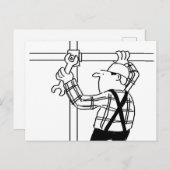 Scaffolder en Scaffolding Cartoon Briefkaart (Voorkant / Achterkant)