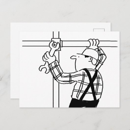 Scaffolder en Scaffolding Cartoon Briefkaart (Voorkant / Achterkant)