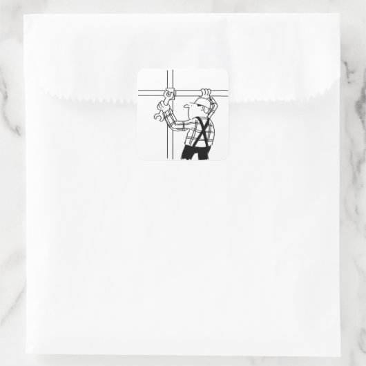 Scaffolder met deklaag vierkante sticker (Tas)