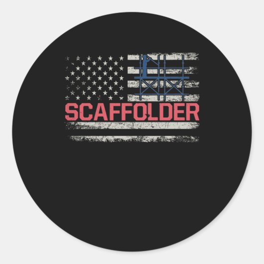 Scaffolder USA Flag Scaffolding Builder Ronde Sticker (Voorkant)