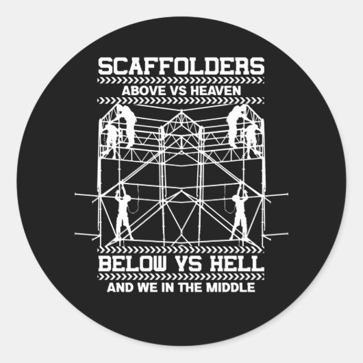 Scaffolders hemel in het midden van het zweven ronde sticker (Voorkant)