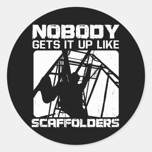 Scaffolders krijgen het omhoog drijvende bouwwerk ronde sticker (Voorkant)