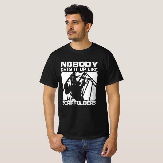 Scaffolders krijgen het omhoog drijvende bouwwerk t-shirt (Voorkant volledig)