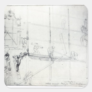 Scaffolding buiten Craig's House Vierkante Sticker