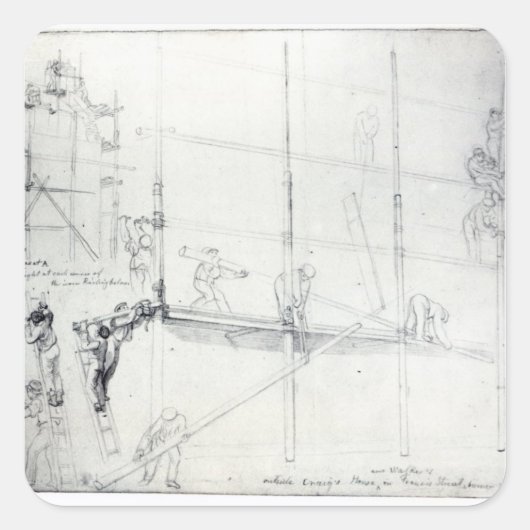 Scaffolding buiten Craig's House Vierkante Sticker (Voorkant)