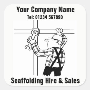 Scaffolding Hire & Sales Cartoon Vierkante Sticker