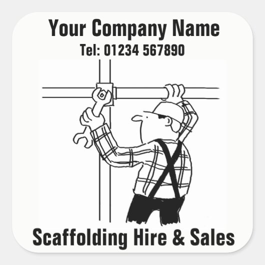 Scaffolding Hire & Sales Cartoon Vierkante Sticker (Voorkant)