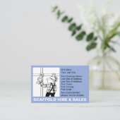Scaffolding Hire & Sales Cartoon Visitekaartje (Staand voorkant)