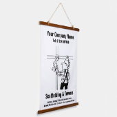 Scaffoling Cartoon, ontwerp, afstelplaat Hangend Wandkleed (Gebogen)