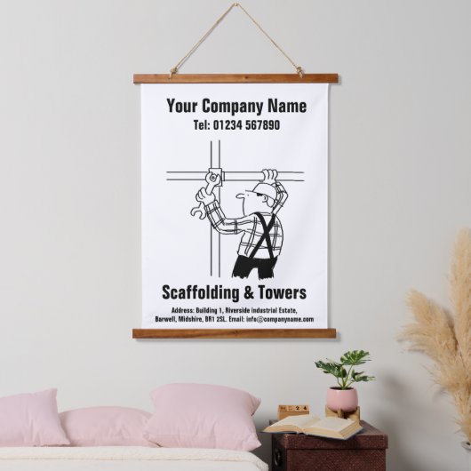 Scaffoling Cartoon, ontwerp, afstelplaat Hangend Wandkleed (Slaapkamer)