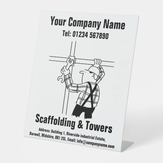 Scaffolling Cartoon Design Reclamebord Met Voetstuk (Voorkant)