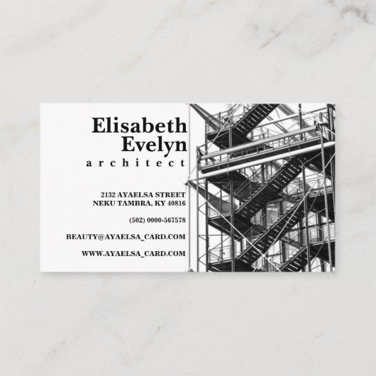 Scaffolling in grayscale-foto visitekaartje (Achterkant)