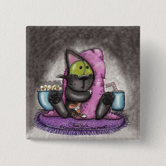 Scale film - Kat en muis Vierkante Button 5,1 Cm (Voorkant)