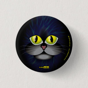 Scale glimlach - zwarte kat ronde button 3,2 cm