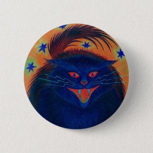 Scale Kat Blauw knop rond Ronde Button 5,7 Cm