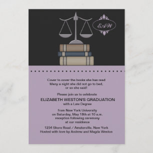 Scale of Justice Mauve, Law School Invitation Kaart